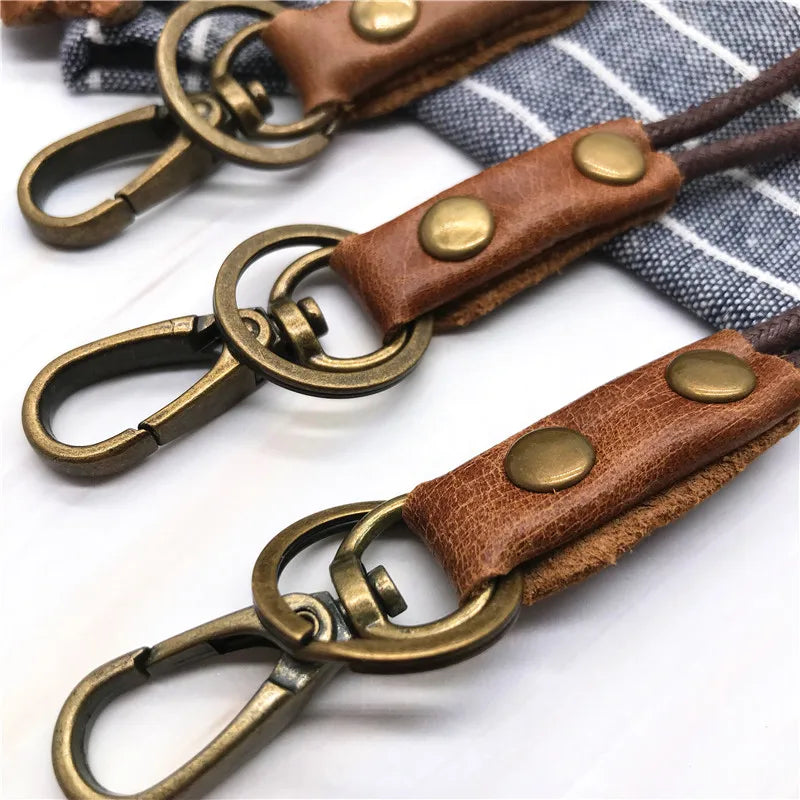 Cowhide Genuine Leather Lanyard Neck Strap for Mobile Phone Badge Keys Id Credit Work Card Holder Wrist Neck Lanyard Keychain