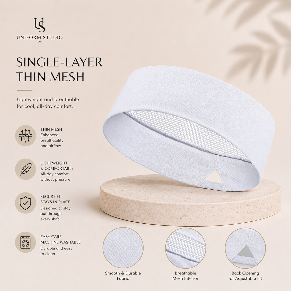 Chef Beanie Cap — Thin Mesh Adjustable Chef Hat