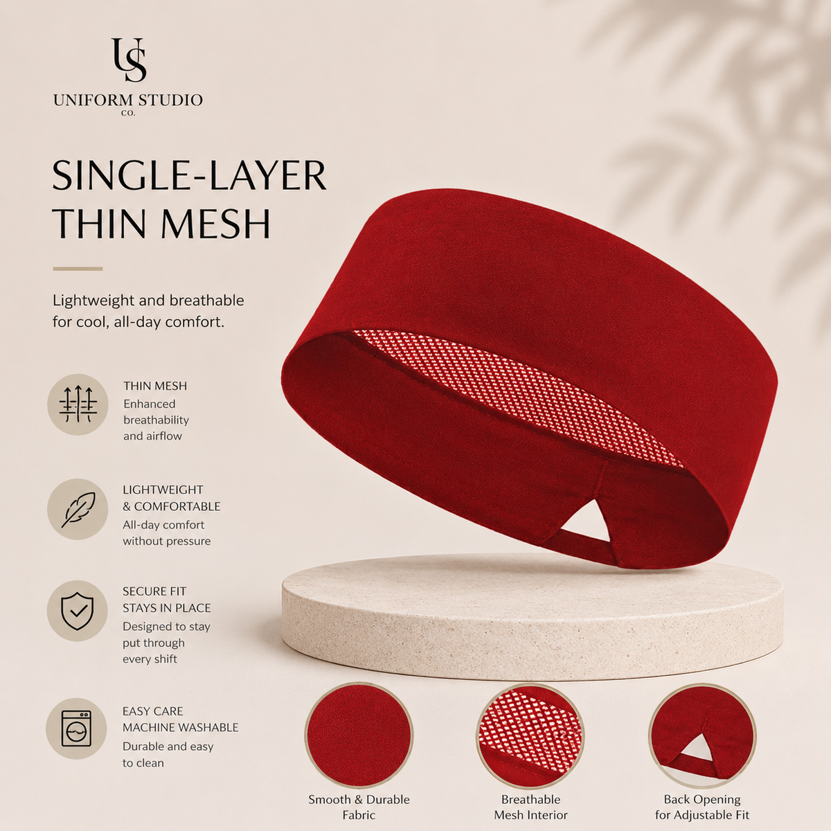 Chef Beanie Cap — Thin Mesh Adjustable Chef Hat