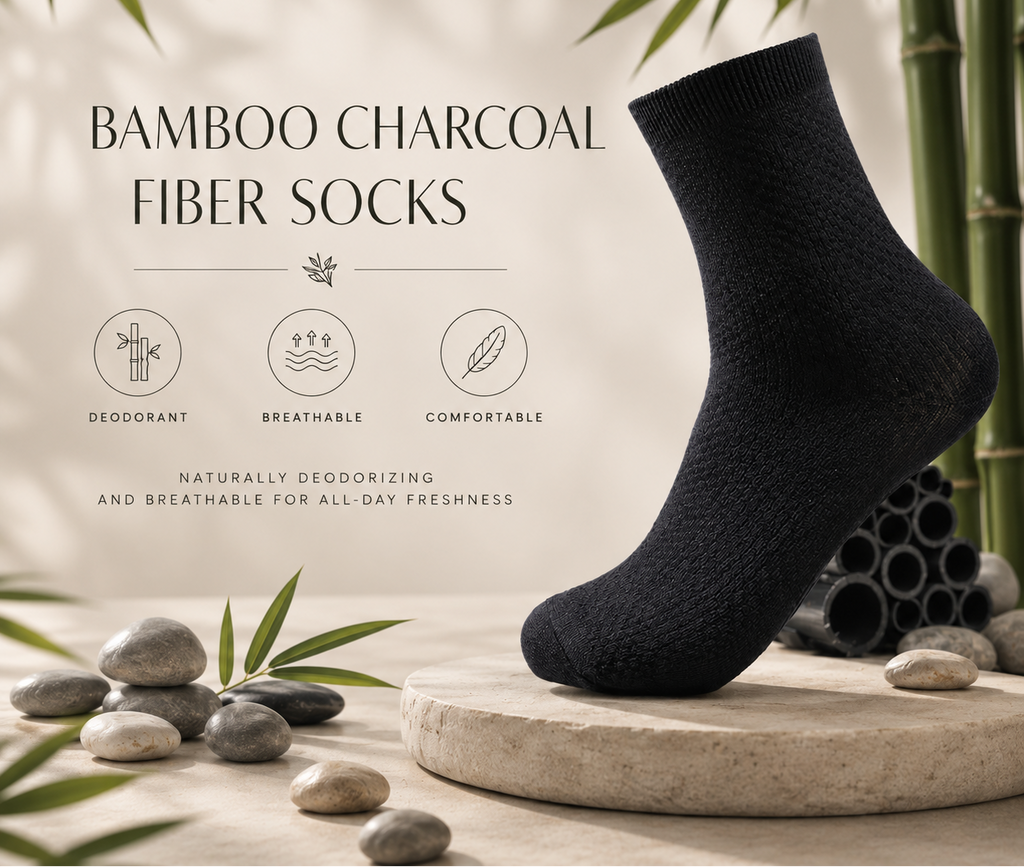 Bamboo Fiber Compression Crew Socks – 5 Pair Set