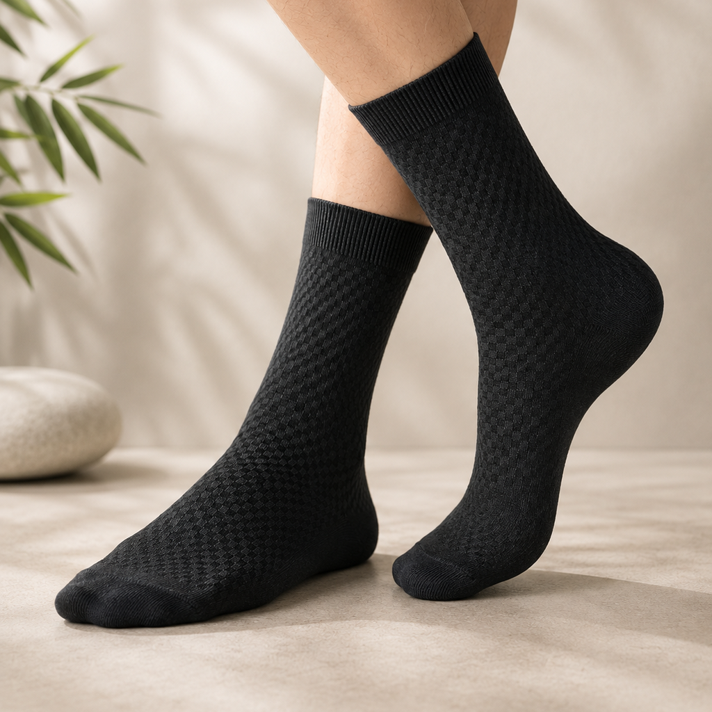 Bamboo Fiber Compression Crew Socks – 5 Pair Set