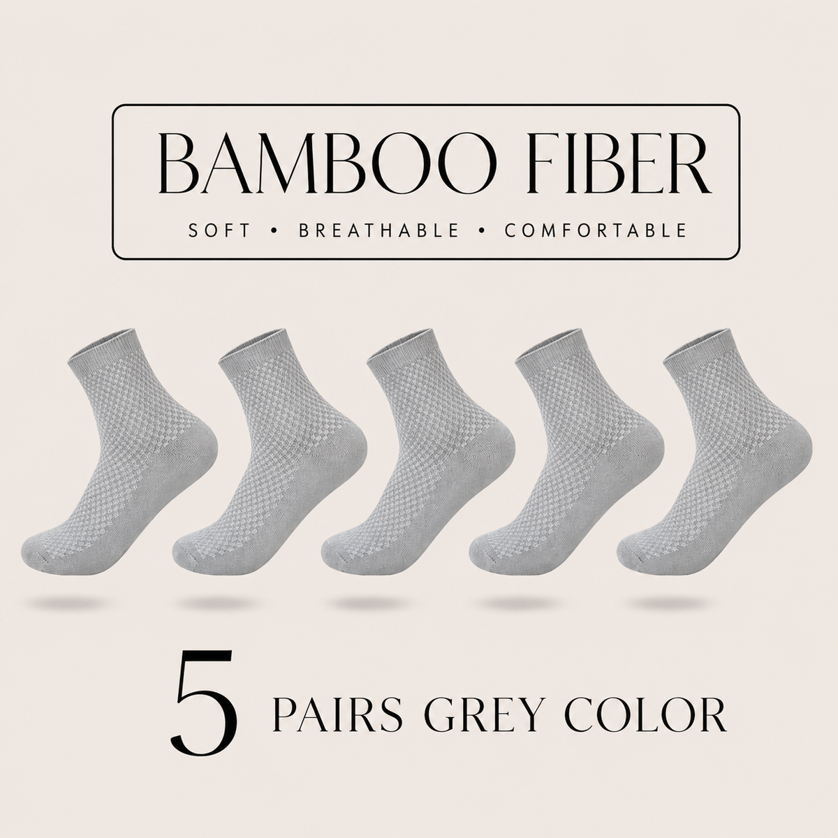 Bamboo Fiber Compression Crew Socks – 5 Pair Set