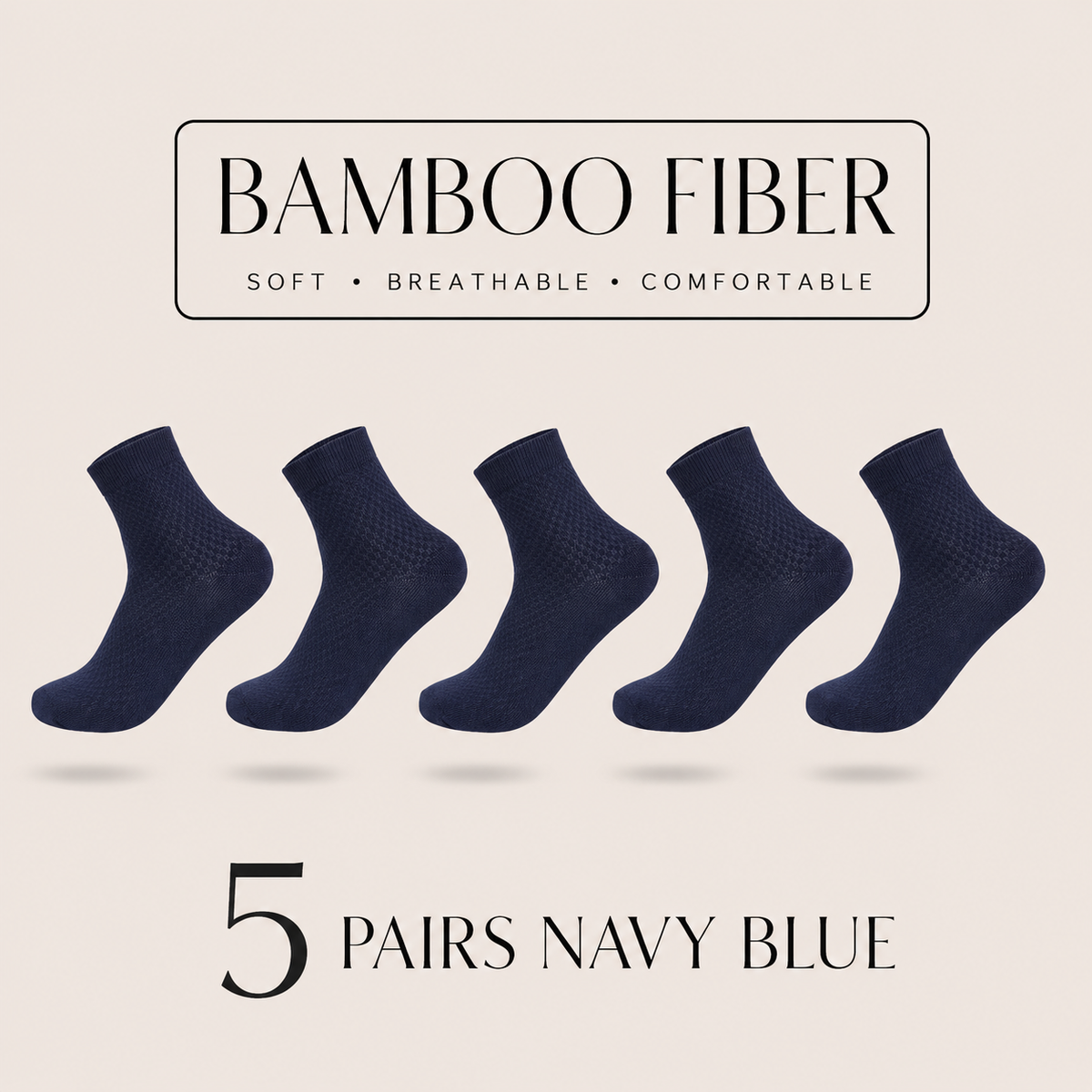 Bamboo Fiber Compression Crew Socks – 5 Pair Set