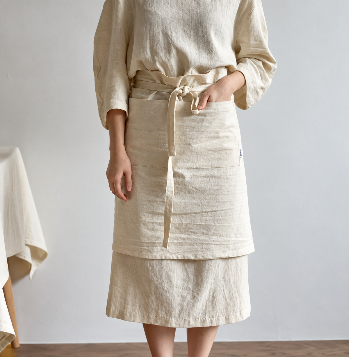 Ramie Cotton Half-Apron