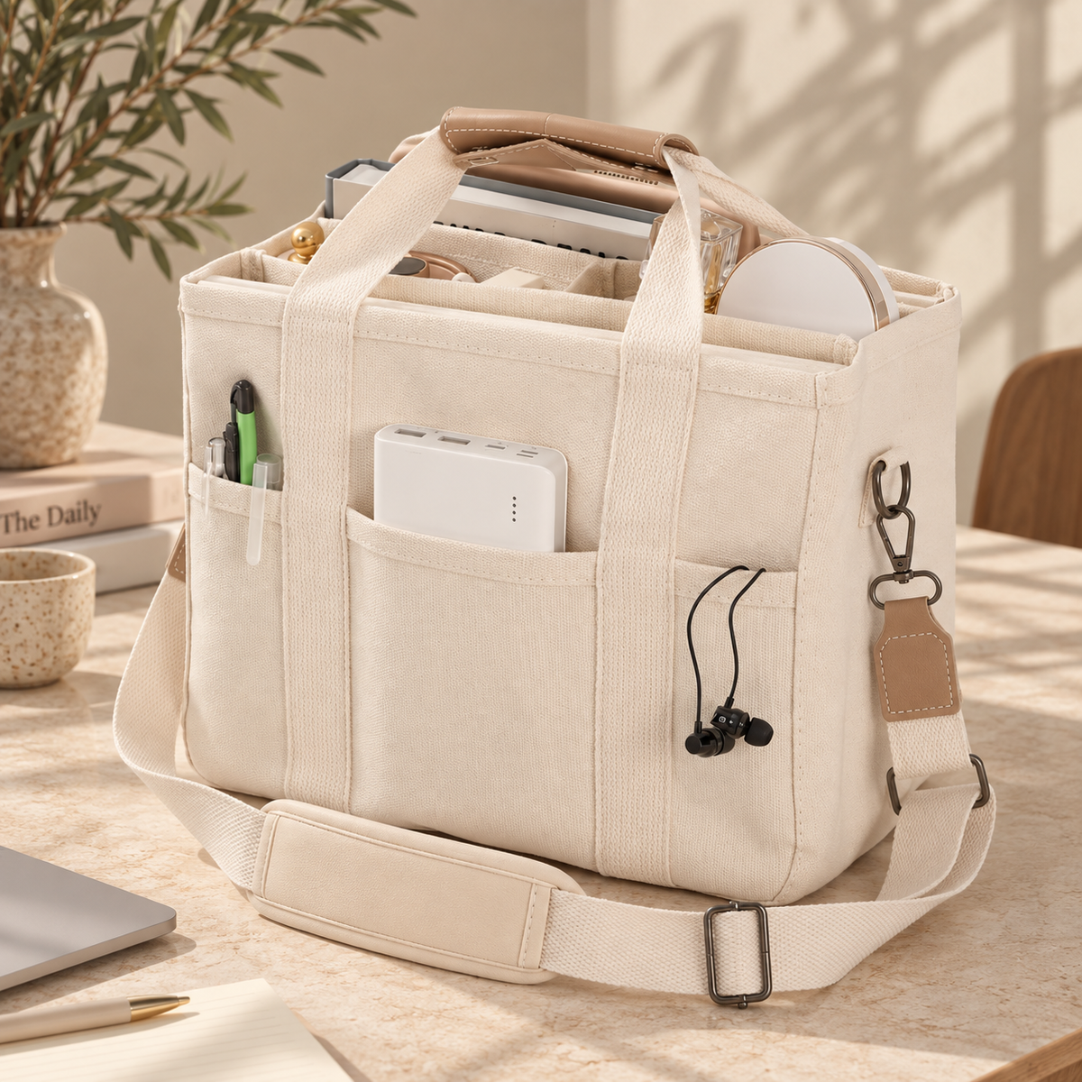 The Organizer Tote – Multi-Pocket Canvas Work Bag